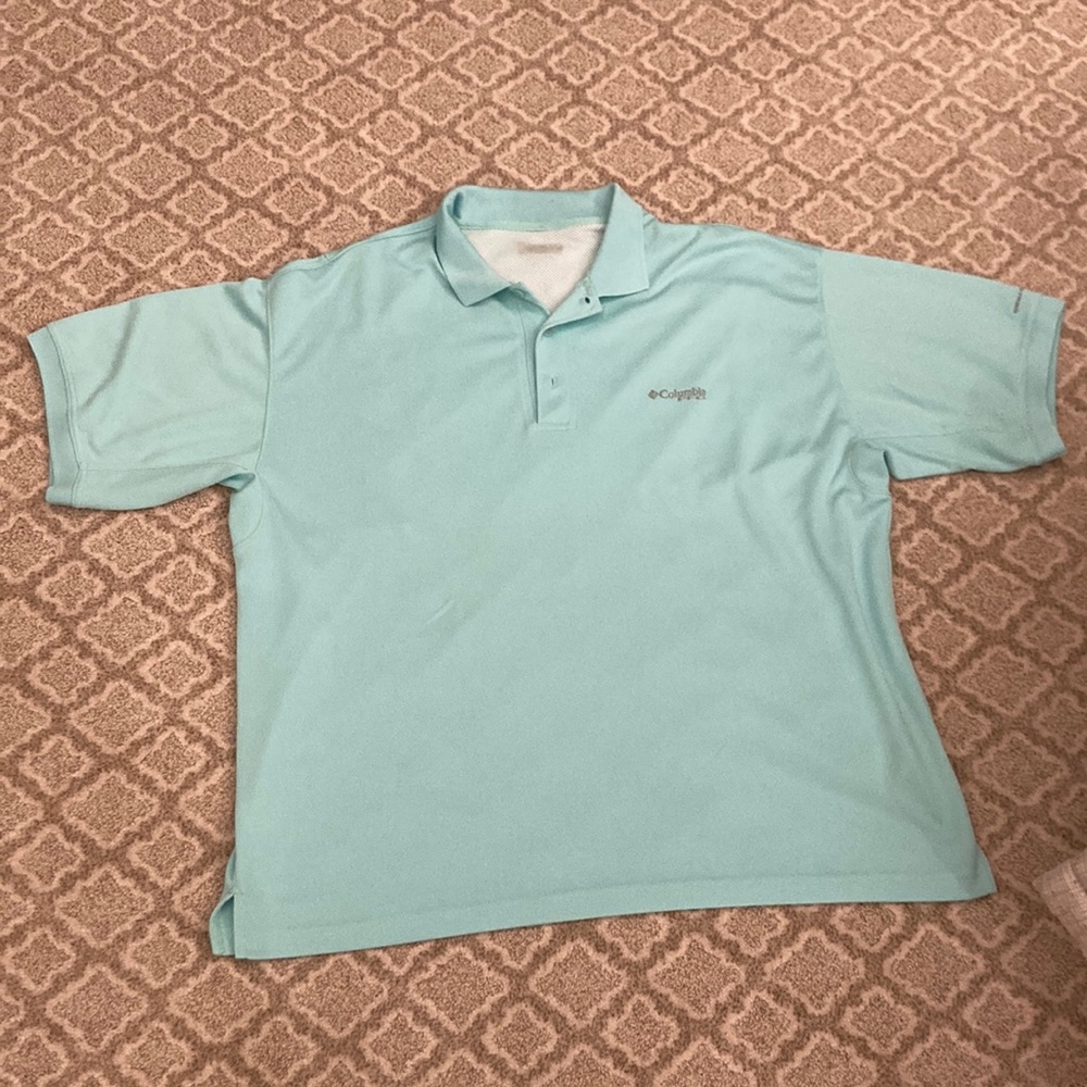 A blue Columbia shirt